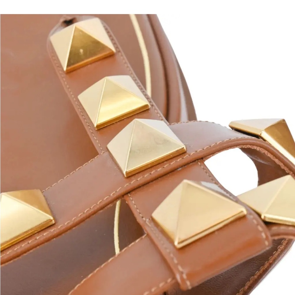 Valentino Brown Sandals with Gold Studs - Picture 4 of 6